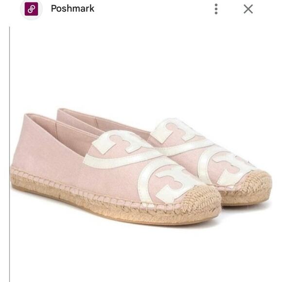 Tory Burch poppy pink espadrille canvas shoes size 8.5 - Picture 1 of 11